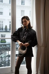 Amy Lynn Janette Sequin Tweed Mini Skirt