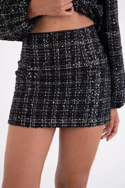 Amy Lynn Janette Sequin Tweed Mini Skirt