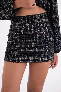 Amy Lynn Janette Sequin Tweed Mini Skirt