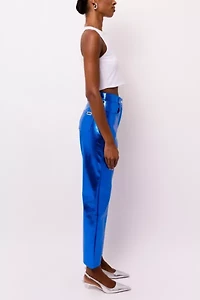 Amy Lynn Lupe Faux Leather Metallic Straight Cut Pant