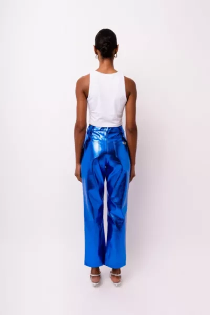 Amy Lynn Lupe Faux Leather Metallic Straight Cut Pant