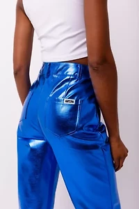 Amy Lynn Lupe Faux Leather Metallic Straight Cut Pant