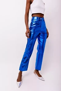 Amy Lynn Lupe Faux Leather Metallic Straight Cut Pant