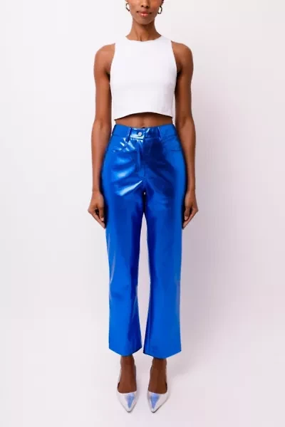 Amy Lynn Lupe Faux Leather Metallic Straight Cut Pant