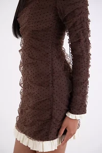 Amy Lynn Edie Polka Swiss Dot Ruffle Hem Mini Dress