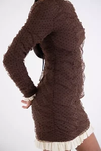 Amy Lynn Edie Polka Swiss Dot Ruffle Hem Mini Dress