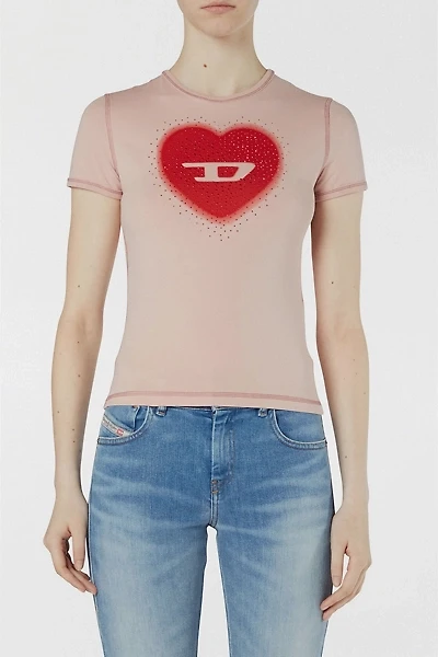 Diesel T-Uncuties-Long-S5 Embellished Graphic Baby Tee