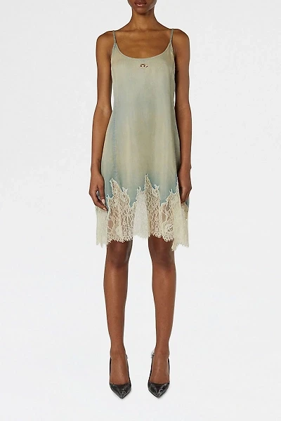 Diesel De-Odry-S Lace Trim Denim Mini Dress