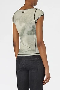 Diesel T-Icaty Contrast Stitching Cap Sleeve Tee