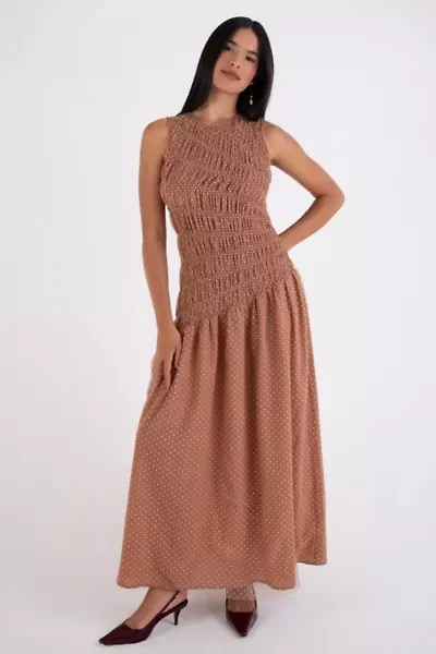 Amy Lynn Julia Smocked Polka Dot Maxi Dress