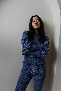Amy Lynn Iris Pure Cotton Plaid Smocked Top