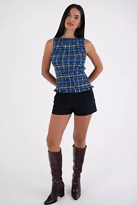 Amy Lynn Sonya Pure Cotton Plaid Smocked Top