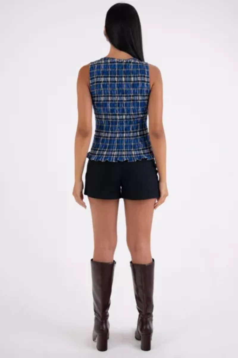 Amy Lynn Sonya Pure Cotton Plaid Smocked Top