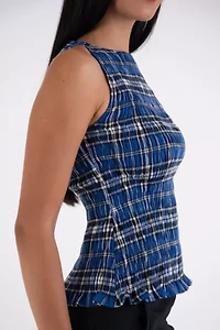 Amy Lynn Sonya Pure Cotton Plaid Smocked Top