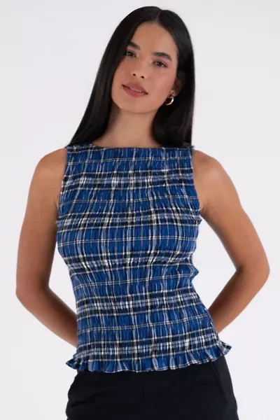 Amy Lynn Sonya Pure Cotton Plaid Smocked Top