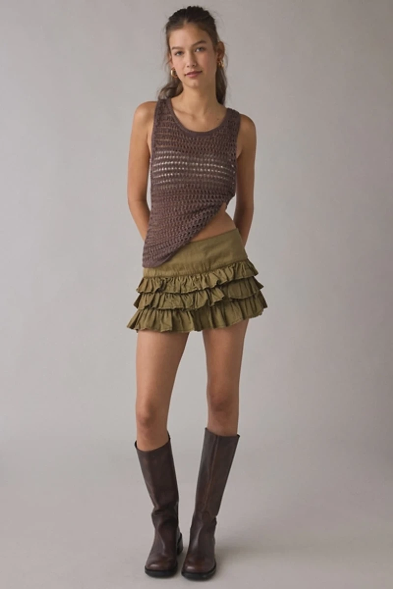 Kimchi Blue Painted Blooms Ruffle Mini Skirt