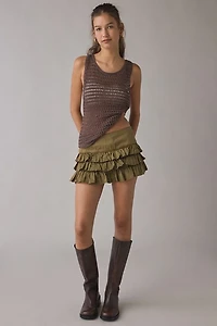 Kimchi Blue Painted Blooms Ruffle Mini Skirt