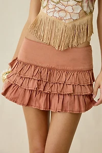 Kimchi Blue Painted Blooms Ruffle Mini Skirt