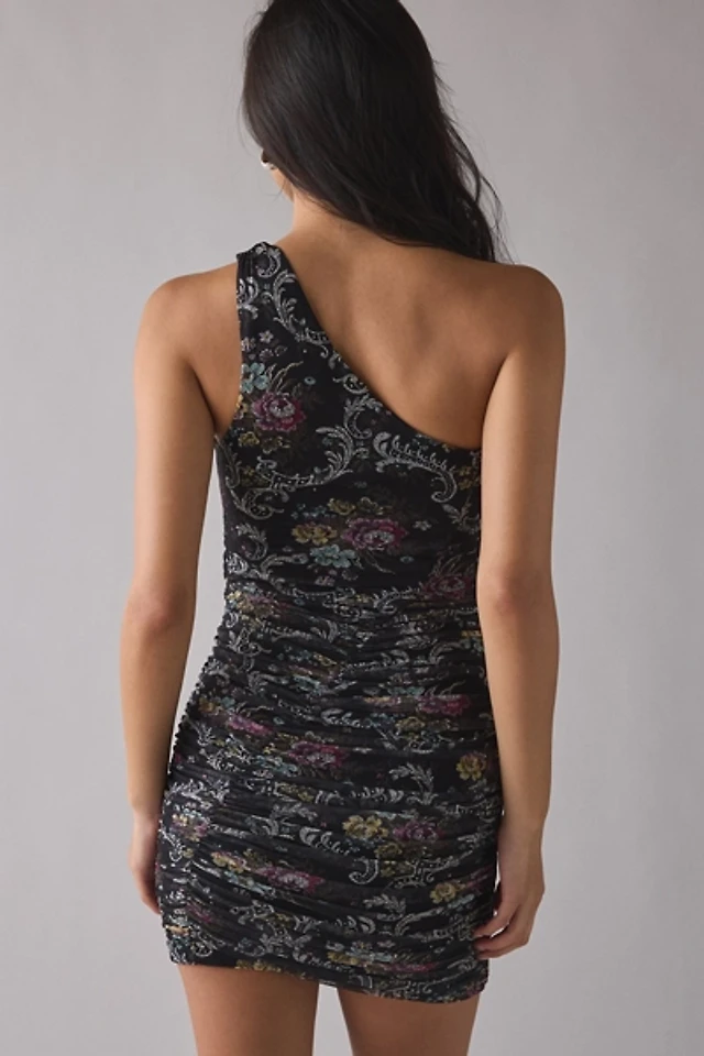 afrm azula ruched mesh dress AFRM Azula Printed Mesh Ruched Front Maxi Dress