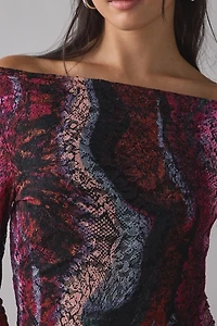 AFRM Montana Long Sleeve Off-The-Shoulder Bodycon Mini Dress