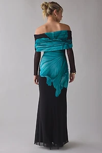 AFRM Thelma Off-The-Shoulder Long Sleeve Maxi Dress