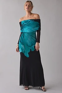 AFRM Thelma Off-The-Shoulder Long Sleeve Maxi Dress