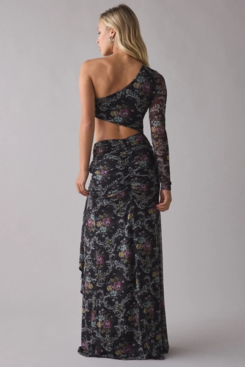 AFRM Shai Asymmetric One-Sleeve Cutout Maxi Dress