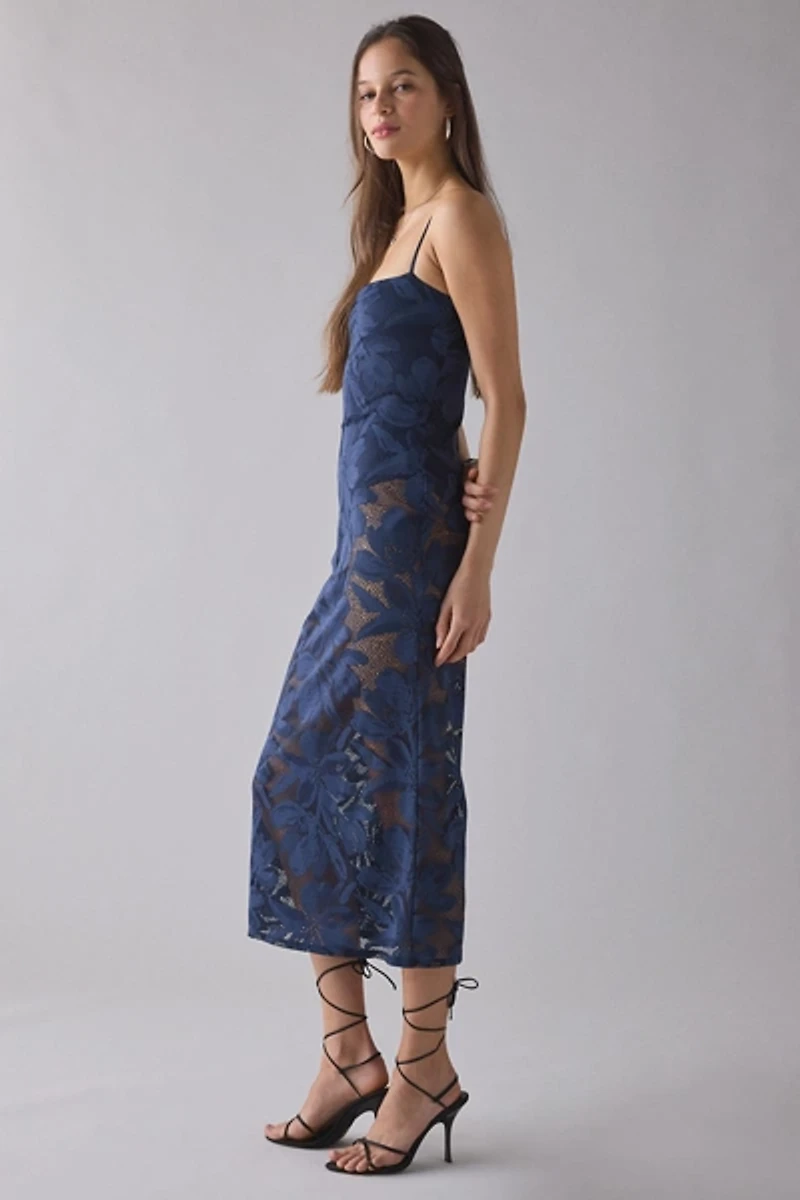 AFRM Marsaille Floral Sheer Lace Midi Dress