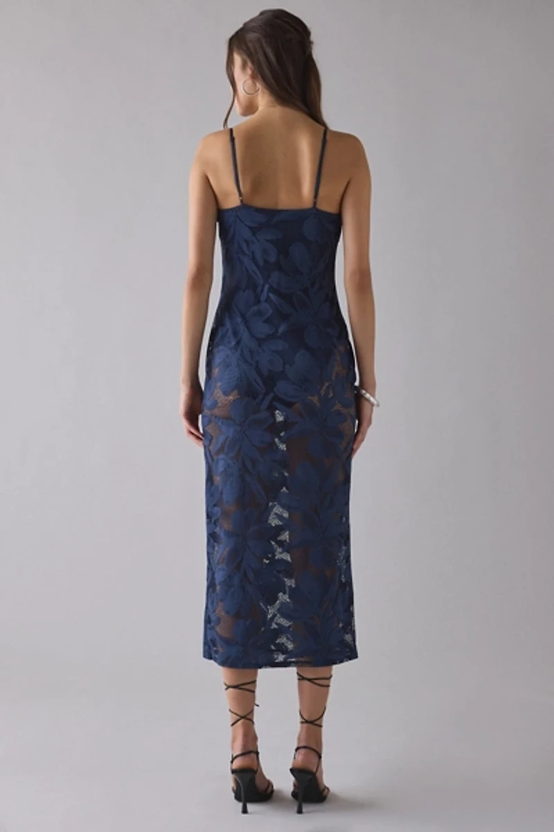 AFRM Marsaille Floral Sheer Lace Midi Dress