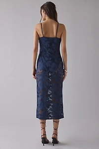 AFRM Marsaille Floral Sheer Lace Midi Dress