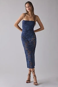 AFRM Marsaille Floral Sheer Lace Midi Dress