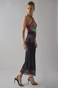 AFRM Brooklyn Mesh Y-Neck Halter Maxi Dress