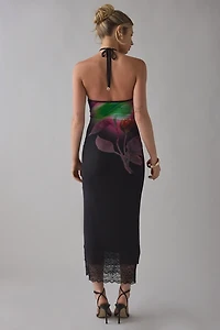 AFRM Brooklyn Mesh Y-Neck Halter Maxi Dress