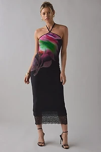 AFRM Brooklyn Mesh Y-Neck Halter Maxi Dress