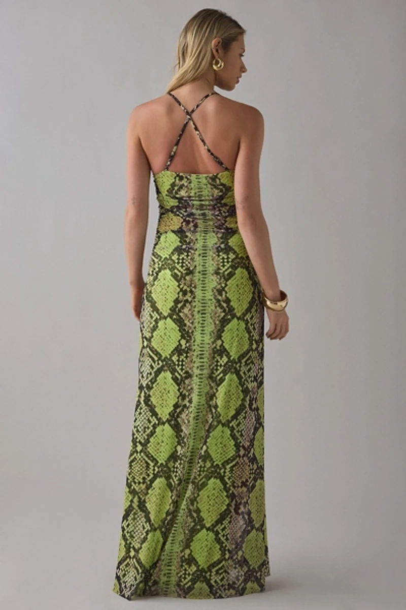 AFRM Lana Ruched Mesh Maxi Dress