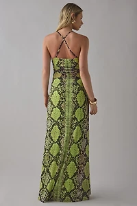 AFRM Lana Ruched Mesh Maxi Dress