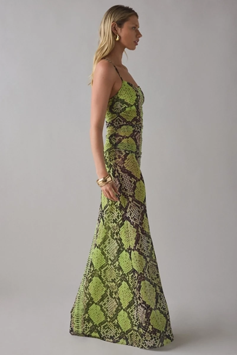 AFRM Lana Ruched Mesh Maxi Dress