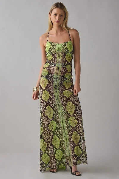 AFRM Lana Ruched Mesh Maxi Dress