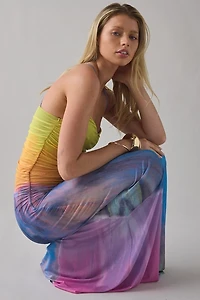 AFRM Lana Ruched Mesh Maxi Dress