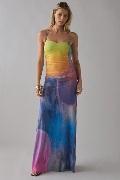 AFRM Lana Ruched Mesh Maxi Dress