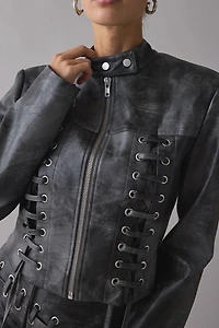 by.DYLN Karlita Lace-Up Faux Leather Moto Jacket