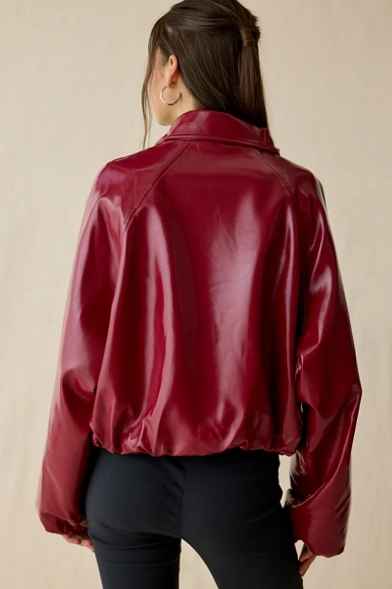 by.DYLN Selena Red Faux Leather Jacket