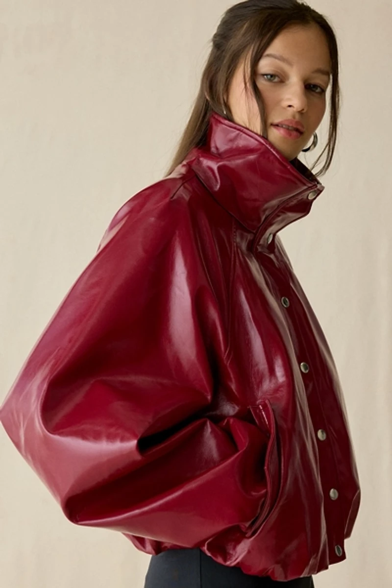 by.DYLN Selena Red Faux Leather Jacket