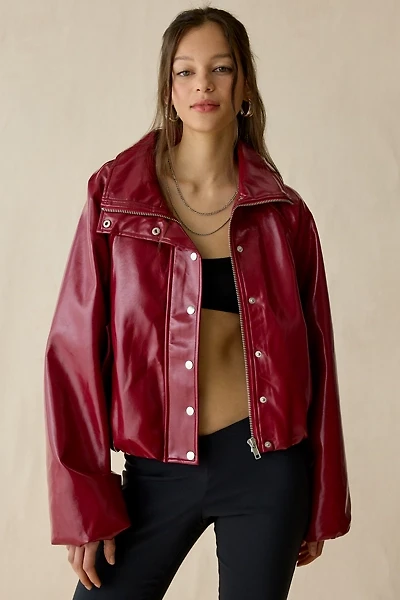 by.DYLN Selena Red Faux Leather Jacket