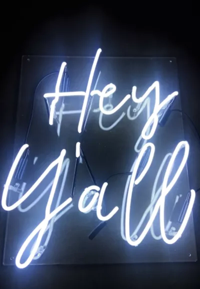 Echo Neon Hey Y'all Glass Neon Sign