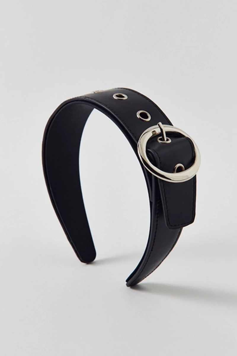 Betty Buckle Faux Leather Wide Headband