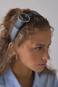 Betty Buckle Faux Leather Wide Headband