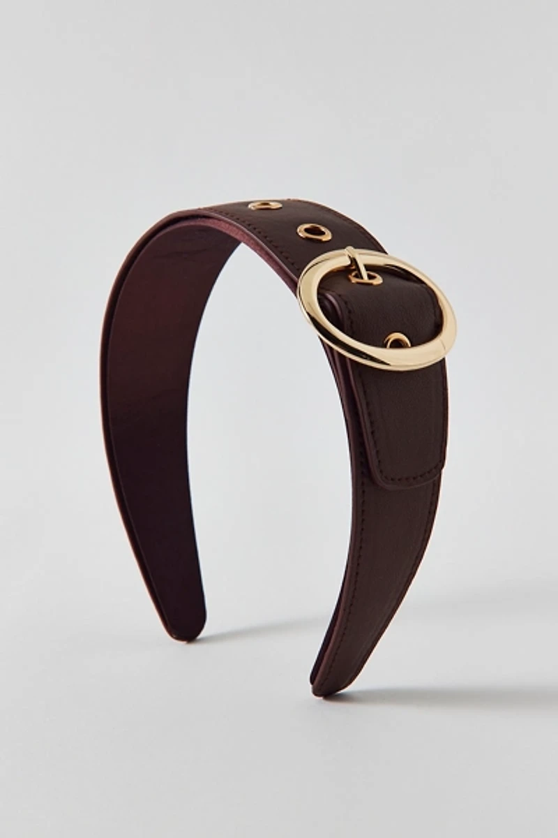 Betty Buckle Faux Leather Wide Headband