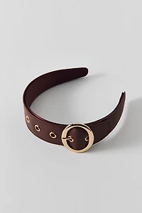 Betty Buckle Faux Leather Wide Headband