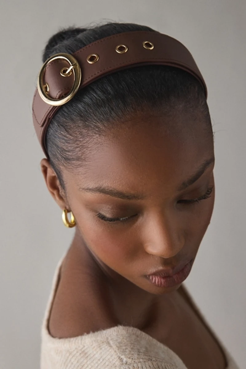 Betty Buckle Faux Leather Wide Headband
